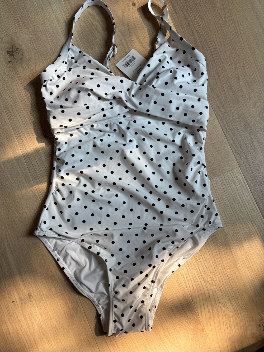 Catherine Malandrino White One-Piece Swimsuit with Black Polka Dots
